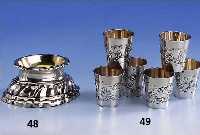 6 Becher, Frankreich um 1900, 950er Silber, BOULANGER, reiner Jugendstil, Mohndekor, H ca. 3.5 cm