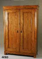 WÄsche- bzw. Kleiderschrank, deutsch, um 1870, Esche massiv, 3-fach geriefte Lisenen, mit sogenannten BrezelfÜllungen, leichte Alters- bzw. ...