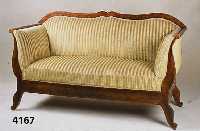 Sofa, deutsch, um 1845/50, Korpus Weichholz, RÜster massiv, Polster aus der Zeit, Bezug spÄter, Gebrauchsspuren, leicht schwundrissig, ...