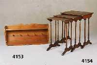 3 Serviertische, deutsch, um 1890/1900, in- einander schiebbar, Buche massiv, FÜße Nußbaum , nach japanischem Vorbild, Beine reich ge- ...