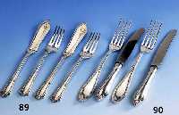 Besteck fÜr 12 Personen, deutsch um 1900, Koch & Bergfeld, 800er Silber, best. aus: 12 Messer (Klingen Stahl, Griffe gefÜllt), 12 Gabeln, 12 ...