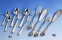 12 Kuchengabeln, 12 KaffeelÖffel und 12 MoccalÖffel, deutsch, Bremer Silber- warenfabrik, 800er Silber, klassisches Dekor, zus. ca. 780 g