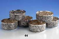 6 Anbietschalen, Nordindien um 1920/30, hochwertiges Silber, reine Treibarbeit, Gew. ca. 960 g
