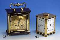 LUXOR-Tischuhr mit 8 Tage-Schlagwerk, Metall vergoldet, in Schildpatt-Optik gelackt, Geh.-Maße ca. 22 x 19 x 10 cm, orig. Etui, neuwertige ...