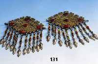 2 x RÜckenschmuck, Turkmenistan um 1900, Silber vergoldet, Karneolbesatz, 2 x Karneolbesatz an AbhÄngungen fehlend