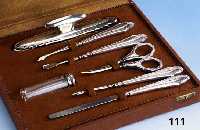 7-teil. Nagelnecessaire, deutsch um 1900, 800er Silber, Gebr.-Teile Metall, im Orig.- Etui