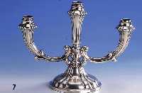 Kerzenleuchter mit 3 Brennstellen, deutsch, 30er Jahre, 800er Silber, Barock- stil, gefÜllt, H ca. 22 cm, B ca. 30 cm, mit Hochzeitswidmung von ...