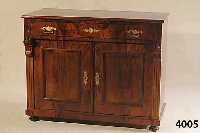 Schrank, deutsch, um 1890/1900, Korpus Weichholz, allseitig Wurzelnußfurnier, doppelt gespiegelt, original BeschlÄge, Lisenen 3-fach gerieft, ...