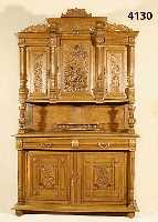 Vielzweckschrank, Belgien, um 1890/1900, Korpus Eiche und Buche massiv, Unterteil freistehende SÄulen, gedrechselt und gerieft, aufgesetzt ...