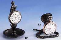 TaschenuhrstÄnder in Form eines Seepferd- chens, Bronze patiniert, mit Taschenuhr, Silber, Uhr tickt, Fkt. nicht weiter Über- prÜft, H ca. 12 ...