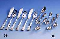 Fischbesteck fÜr 12 Personen, 800er Silber, deutsch um 1930, Art-Deco, Meistermarke KA = Fritz Gerber & Co., best. aus: 12 Fisch- messer und 12 ...