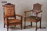 Stuhlsessel, England um 1880/90 klassizisti sch, Mahagoni massiv und Mahagonifurnier, Rahm en 3-fach gerieft mit Muschelabschluß und abst rakt ...