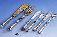 Fischbesteck fÜr 8 Personen, deutsch um 1900, Vereinigte Silberwaren Fabriken A.G., DÜsseldorf, 800er Silber, Rokoko-Dekor mit strengem ...