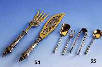 4-teiliges Petits-Fours-Vorlegebesteck, Frankreich um 1910, 950er Silber vergoldet, Meistermarke E. Puiforcat - bedeutender Gold- und ...