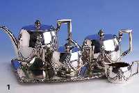 Kaffee-/Teeset, Belgien/deutsch um 1910, 800er Silber, Vertreiber Heisler Mannheim, eine der angesehensten Firmen in Mannheim bis zum 2. ...