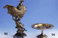 Nautilus-Pokal, deutsch um 1890, Gelbguß, feiner Guß, gute Ausarbeitung, ver- schraubt, Unterteil in Form einer Naereide auf Delphin reitend, ...