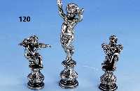 Konvolut 3 Petschaften "Putto", 925er Silber, Gravurplatte frei, 2 x mit Musikinstrumenten, vollplastische schwere Ausf., H ca. 6 bzw. ...