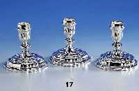 Set: 3 Kerzenleuchter, 925er Silber, barockisierend, Meistermarke Gebr. Deyhle, SchwÄbisch-GmÜnd, gefÜllt, H ca. 10 cm, passend zu Kat.-Nr. ...
