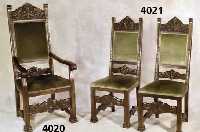 2 StÜhle, wohl Niederlande, um 1900, Gestell Eiche massiv, im FrÜhbarockstil, Beine ver- sprosst, Sprossen geschwungen, mit Rocaillen- ...
