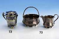 Sahnegießer und Zuckerdose, Rußland, Moskau um 1910, 84er Silber, reiner Jugend- stil, Meistermarke nicht identifiziert, schÖne Arbeit, ...