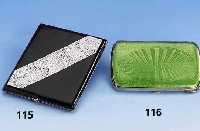 Zigarettenetui, Bergen um 1910, 830er Silber, teilvergoldet, Meistermarke MH = Hammer, Bergen, außen guill. und grÜn emaill., 9 x 5.5 cm, ca. ...
