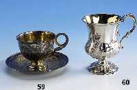 Wodkabecher, Moskau 1873, 84er Silber, reich graviert, H ca. 7 cm