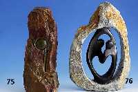 Skulptur aus Serpentingestein, braun mit rÖtlichen Oxydationsfarben, abstrakte Dar- stellung eines Gesichtes, sign. V. Rangisse, Unikat, H. ca. ...