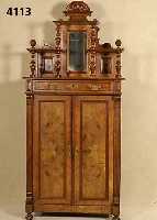 Vertiko, deutsch, um 1890/1900, sogenanntes GrÜnderzeitmÖbel, Korpus Weichholz, Wurzel- nußfurnier, Nußbaumfurnier, Front und RÜcksei- te z.T. ...