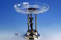 Anbietschale, WMF-Warschau um 1906, Metall versilbert, Glasaufsatz sek., Mittel- teil stehender Frauenakt, sehr dekorativ, H ca. 24 cm