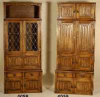 Vielzweck- bzw. BÜcherschrank, England, 50er Jahre, auf Rahmen gearbeitet, Korpus Weich- holz, Eiche massiv, 4-teilig, AblegefÄcher fÜr ...