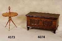 Kleine Linnentruhe, deutsch/Pfalz, um 1800/20, Weichholz, braune Biermalerei, original Schloß und BeschlÄge, Gebrauchsspuren, ohne SchlÜssel, ...