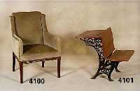 Stuhlsessel, deutsch, um 1910, Gestell Weichholz, Buche bzw. Nußbaum auf Mahagoni gebeizt, gerieft, klassizistisch, Oberteil im Jugendstil, Bezug ...