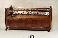 Stollenbett, deutsch, um 1870, Korpus Weich- holz, Buche massiv, Nußbaumfurnier, KanthÖlzer 6-fach facettiert, Rollen neu, FurnierschÄden , als ...