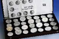 MÜnzsammlung Kanadische Olympia-Dollars 1976, 14 x 5 Dollars, 14 x 10 Dollars, alle polierte Platte, in Schatulle