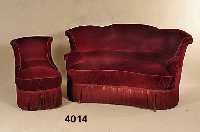 2-sitzer Sofa und 4 Sessel, deutsch, um 1880/ 90, Barockstil, RÜcken geheftet, paspeliert, weinroter stehender Mohairbezug, sogenanntes ...