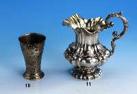 Sahnegießer, 13-lÖtig, um 1830/50, Barockstil, Reste alter Vergoldung, H ca. 14.5 cm, ca. 120 g