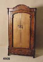 1-tÜriger Kleiderschrank, um 1890/1900, Korpus Weichholz und Eiche, Wurzelnußfurnier, z.T. gespiegelt, original Spiegelglas fehlt, ...