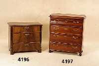 Kommode, mitteldeutsch, um 1890/1900, Korpus Weichholz, Front Wurzelnußfurnier ge- spiegelt, wuchtiger Gesamteindruch, Ecken ab- geplattet, ...