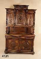 Vielzweckschrank, Belgien, um 1890/1900, Korpus Weichholz/Hartholz, 3-teilig, Oberteil 3-tÜrig, auf Rahmen gearbeitet, DoppelsÄulen mit reicher ...