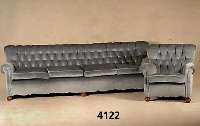 4-Sitzersofa mit Sessel, deutsch, 60er Jahre, Gestell Buche z.T. massiv, lose Wendekissen , RÜcken meisterlich geheftet und genoppt, ehemaliger ...