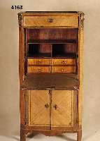 DamenschranksekretÄr, wohl Paris, um 1870, Korpus Eiche massiv, allseitig Fadenintarsien, zurÜckhaltendes Bandelwerk, original BeschlÄ- ge, ...