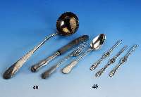 6 Hummergabeln, WMF, deutsch um 1910, Mittelteil in schÖner Durchbrucharbeit, Metall versilbert, L. ca. 19.5 cm