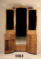 Ankleidespiegelschrank, deutsch, um 1910, Jugendstil, Korpus Hartholz, Ahorn- und Obst- holzfurnier, asymetrisch angeordnet, rechter Teil mit 5 ...