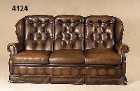 3-Sitzer Sofa, deutsch/Niederlande, 50er/60er Jahre, lichtbrauner Lederbezug, in sich leicht geschweift, Zarge und FÜße verhÜllt, RÜcken ...
