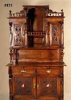 Vielzweckschrank, deutsch, um 1890/1900, Korpus Weichholz/Hartholz, zum grÖßten Teil auf Rahmen gearbeitet, TÜren-Inlets mit reicher 4-fach ...