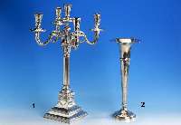 Große Trompetenvase, deutsch um 1910, Grimminger, Pforzheim, 830er Silber, Hammerschlagverzierung, Fuß gefÜllt, H ca. 40 cm