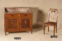 5 StÜhle, Belgien um 1920, Eiche massiv, gedrechselt, Polster rest. bedÜrftig, Gebrauchsspuren, ca. 98x45 Sh 44 St 40 cm
