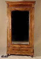 Kleiderschrank, Frankreich um 1900, Nußbaum Furnier, Facettierter Spiegel, 1 Schublade, leichte FurnierschÄden, Gebrauchsspuren, ca. 216x144x55 ...