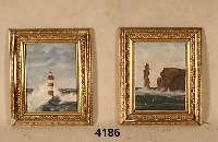 2 KÜstenszenen, Öl auf Leinwand, Rahmen beschÄdigt, unsigniert, Gebrauchsspuren, ca. 24x31 cm, sehr dekorativ, plastisch in der Far be