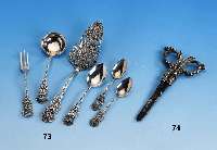 Set Hildesheimer Rose, 800er Silber, bestehend aus: 6 MoccalÖffel im Etui; 6 Kuchengabeln, 6 KaffeelÖffel, 1 Tortenheber, 1 SahnelÖffel, 1 kl. ...
